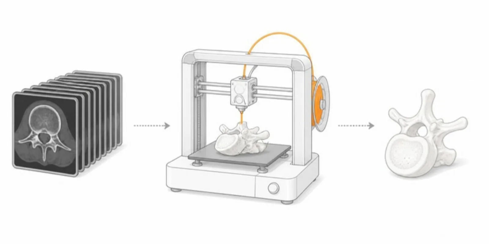 CT slices turned into a 3D printed vertebra