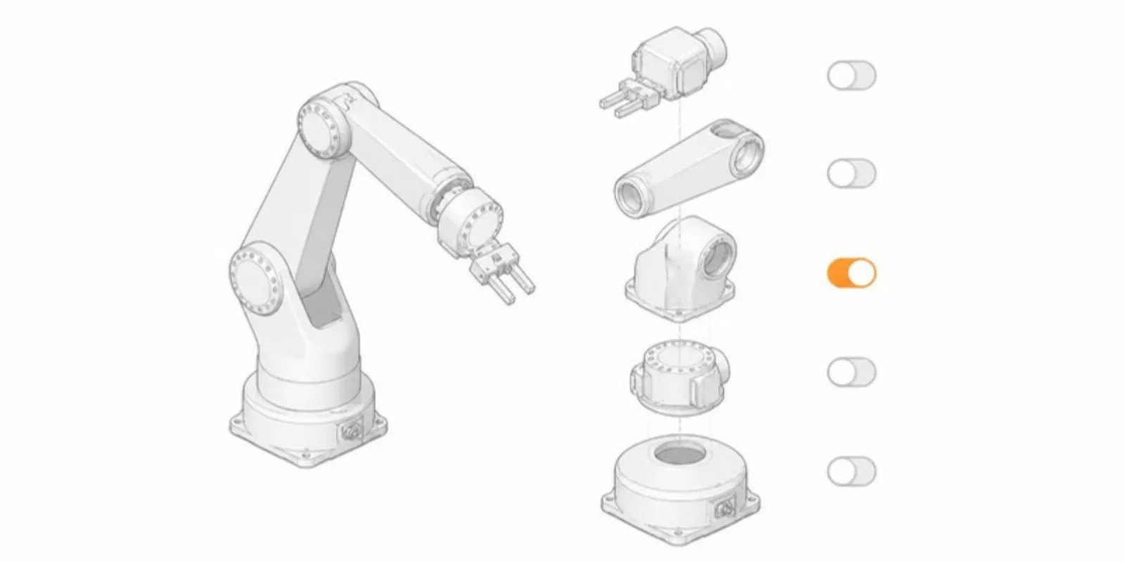 A robot arm split into named layers