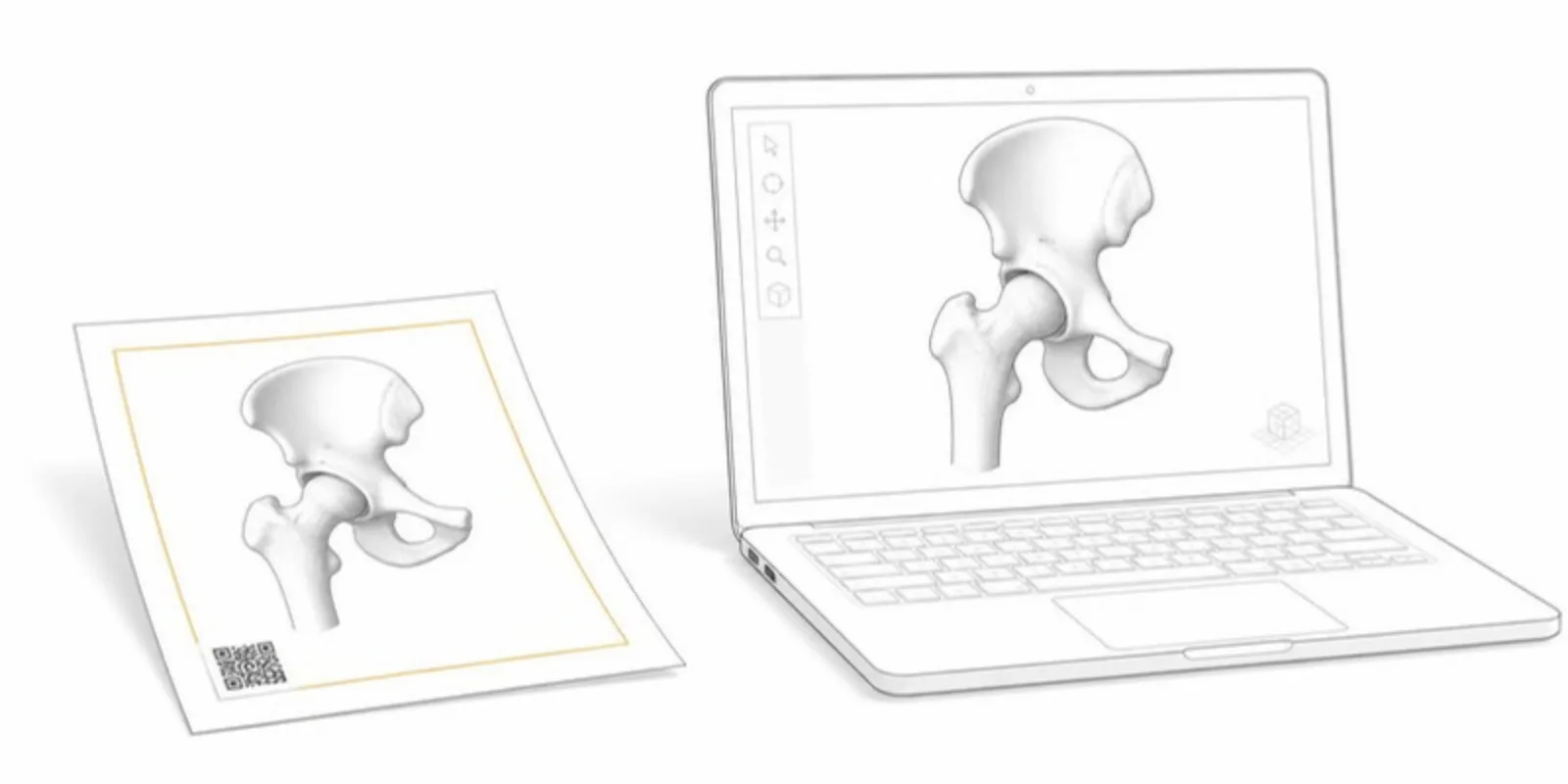 A printed figure and its interactive 3D model side by side