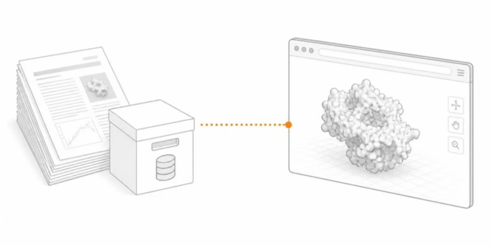 A repository record linked to an interactive 3D model viewer