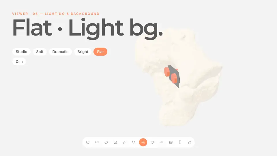The AcademicAR viewer showing the lighting and finishes tool on a 3D model