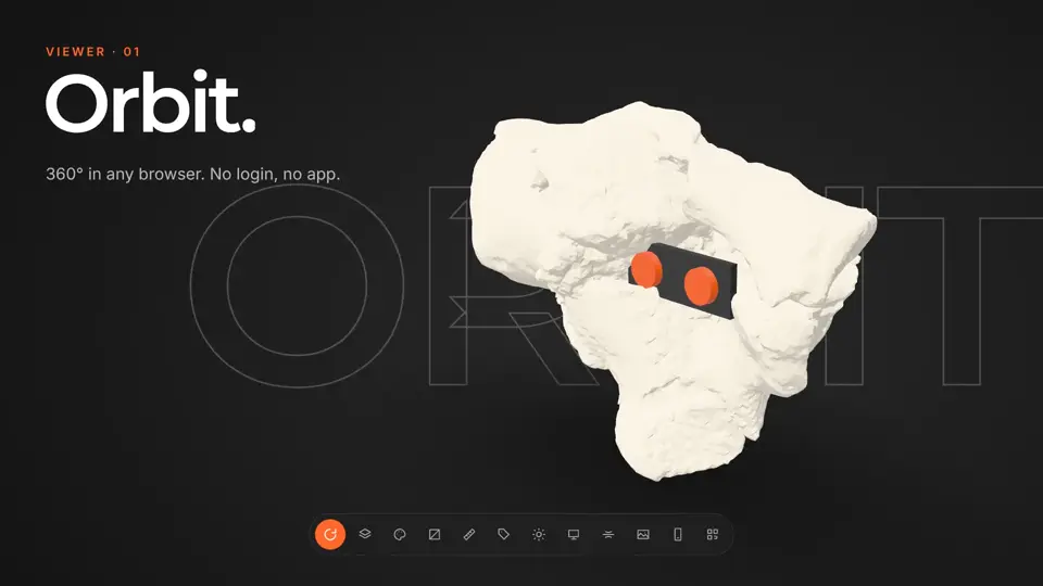 The AcademicAR viewer showing the orbit in any browser tool on a 3D model